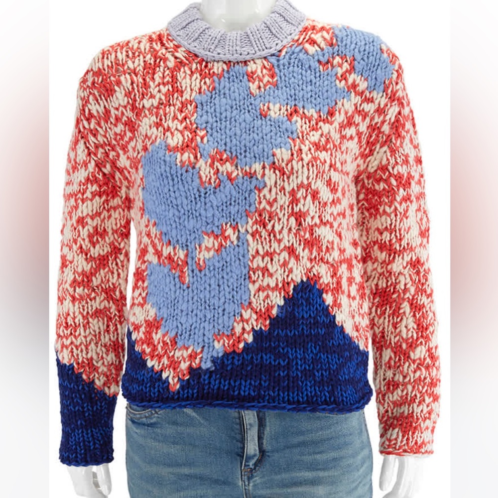 New with tag BURBERRY crew knit jumper in bright red